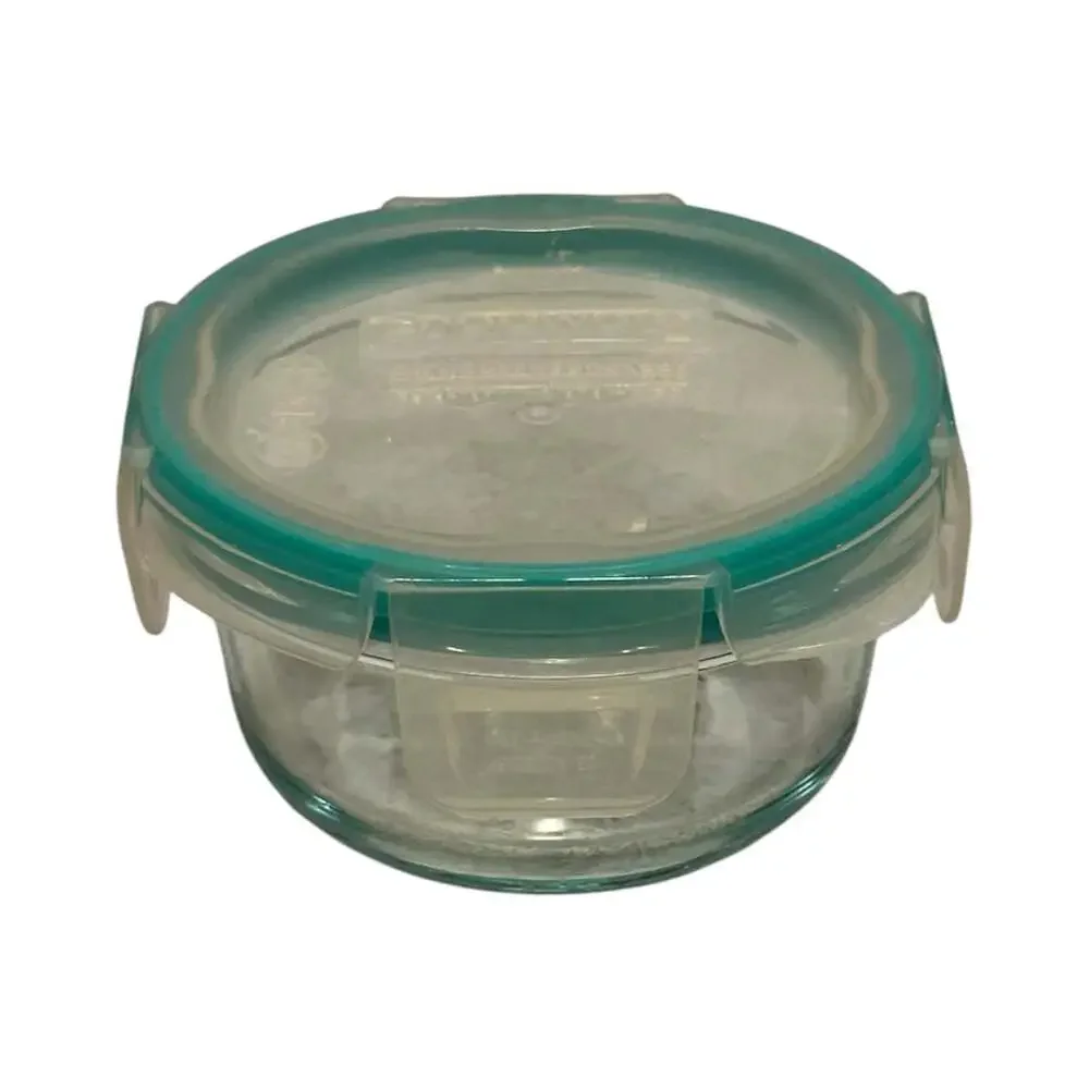 Snapware Pyrex 1 Cup Glass Round Food Storage Container with Green Lid